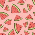 Watermelon slices cartoon hand drawing